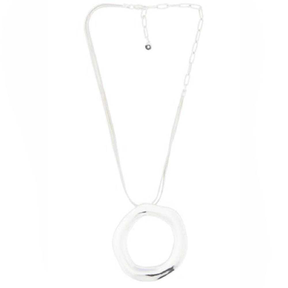 Ettika Silver Circle Pendant Necklace